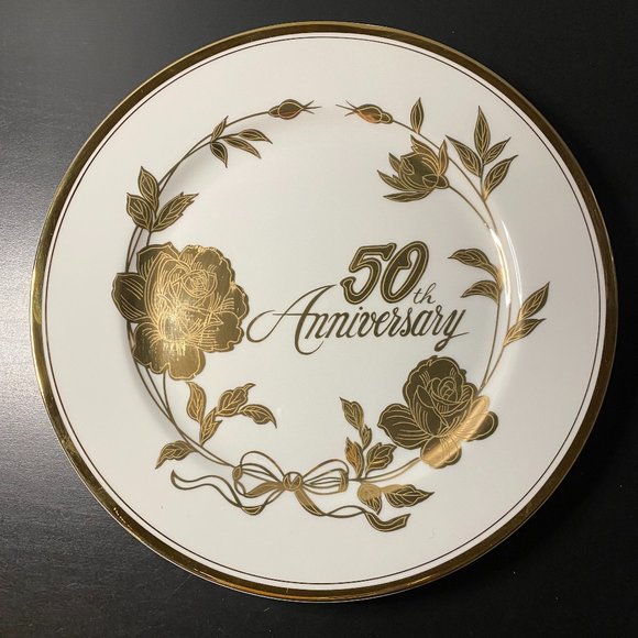 Vintage Chattilon - Fine Porcelain - 50th Anniversary Plate - Norcrest - Picture 1 of 11